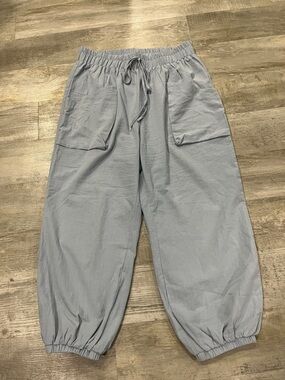 SHEIN Light Blue Elastic-Waist Cargo Jogger Pants